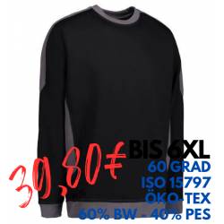 ARBEITS-SWEATSHIRT / ARBEITSPULLOVER HERREN | PRO Wear Kontrast 362 von ID / Farbe: schwarz / 60% BAUMWOLLE 40% POLYESTE