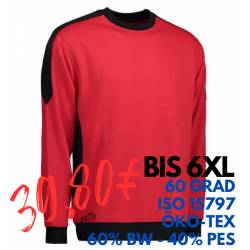 ARBEITS-SWEATSHIRT / ARBEITSPULLOVER HERREN | PRO Wear Kontrast 362 von ID / Farbe: rot / 60% BAUMWOLLE 40% POLYESTER - 