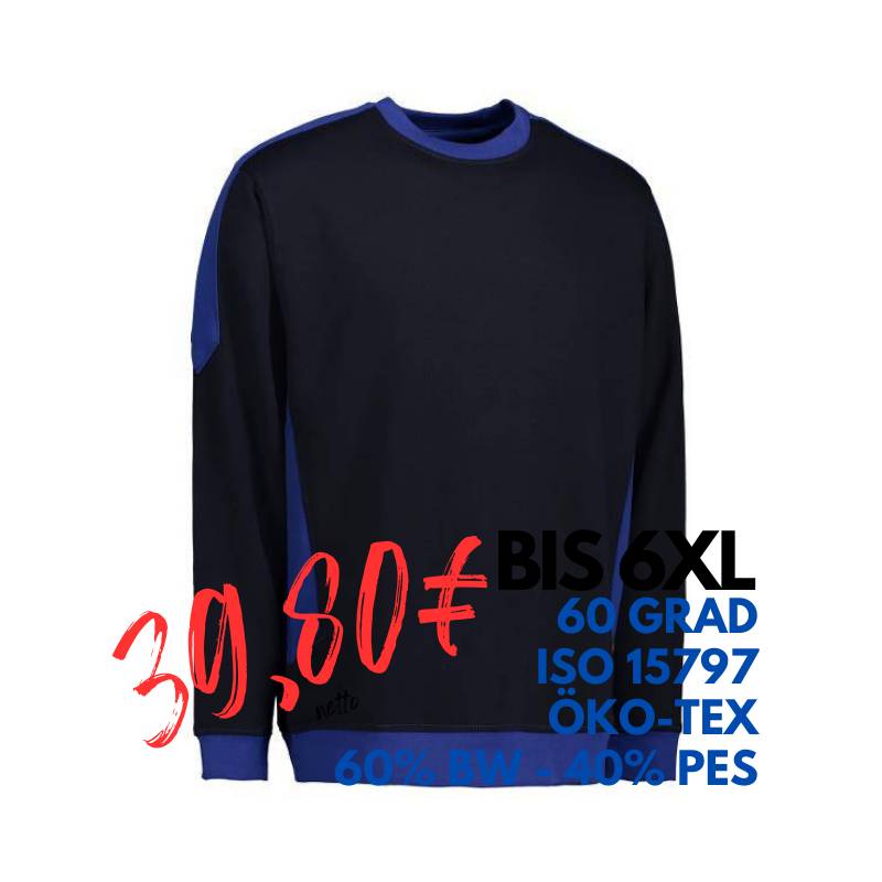 ARBEITS-SWEATSHIRT / ARBEITSPULLOVER HERREN | PRO Wear Kontrast 362 von ID / Farbe: navy / 60% BAUMWOLLE 40% POLYESTER | MEIN-KASACK.de - KASACK - KASACKS