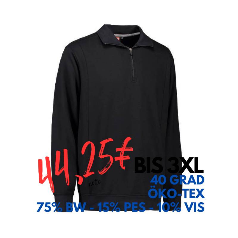 ARBEITS-SWEATSHIRT / ARBEITSPULLOVER HERREN | 603 von ID / Farbe: schwarz / 75% BAUMWOLLE 15% POLYESTER 10% VISKOSE | MEIN-KASACK.de - KASACK - KASACKS