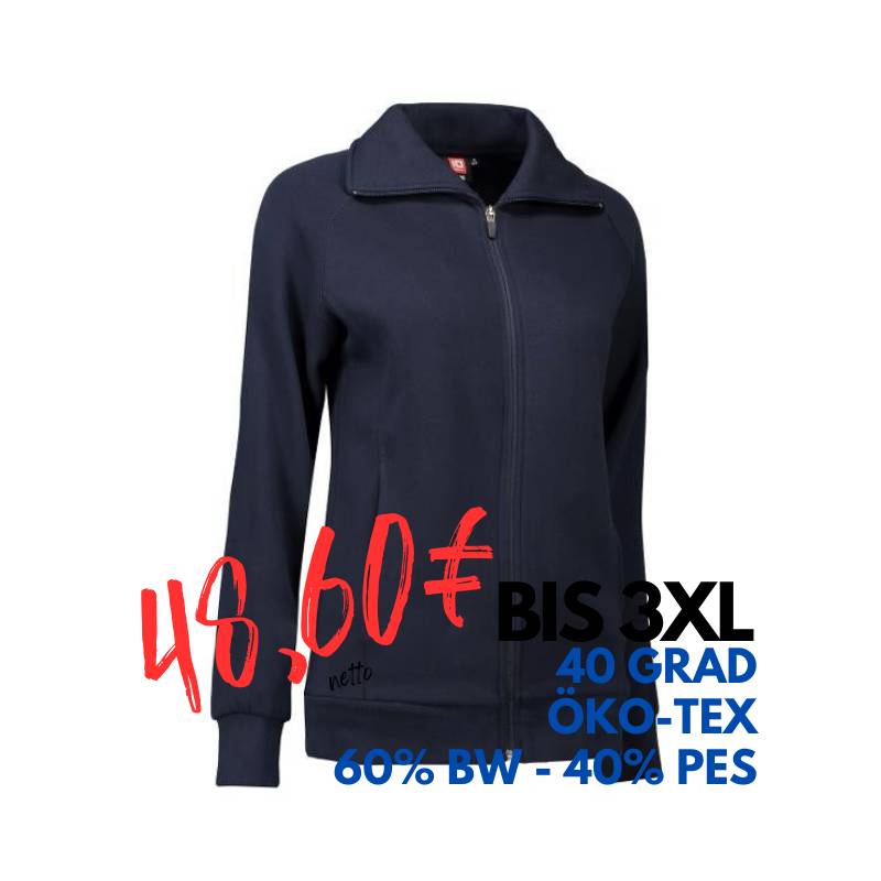 ARBEITSJACKE / FULL ZIPPER / SWEATJACKE DAMEN | 624 von ID / Farbe: navy / 60% BAUMWOLLE 40% POLYESTER | MEIN-KASACK.de - KASACK - KASACKS