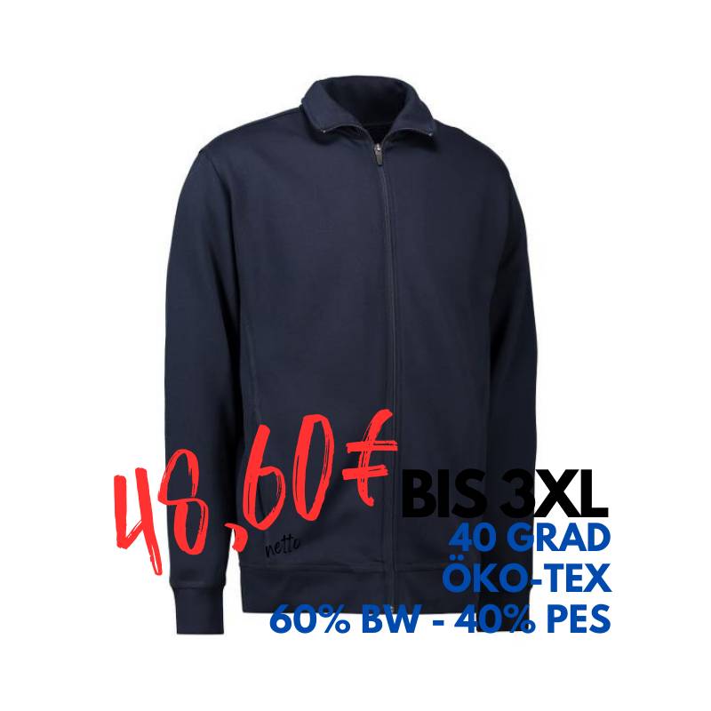 ARBEITSJACKE / FULL ZIPPER / SWEATJACKE HERREN | 622 von ID / Farbe: navy / 60% BAUMWOLLE 40% POLYESTER | MEIN-KASACK.de - KASACK - KASACKS