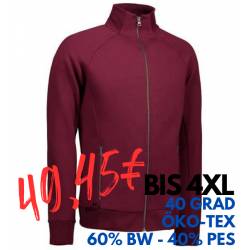 ARBEITSJACKE / FULL ZIPPER / SWEATJACKE HERREN | 628 von ID / Farbe: bordeaux / 60% BAUMWOLLE 40% POLYESTER - | MEIN-KAS