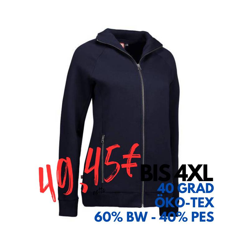 ARBEITSJACKE / FULL ZIPPER / SWEATJACKE DAMEN | 629 von ID / Farbe: navy / 60% BAUMWOLLE 40% POLYESTER | MEIN-KASACK.de - KASACK - KASACKS