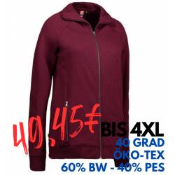 ARBEITSJACKE / FULL ZIPPER / SWEATJACKE DAMEN | 629 von ID / Farbe: bordeaux / 60% BAUMWOLLE 40% POLYESTER - | MEIN-KASA