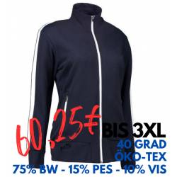 ARBEITSJACKE / FULL ZIPPER / SWEATJACKE DAMEN | Kontrast 627 von ID / Farbe: navy / 75% BAUMWOLLE 15% POLYESTER 10% VISK