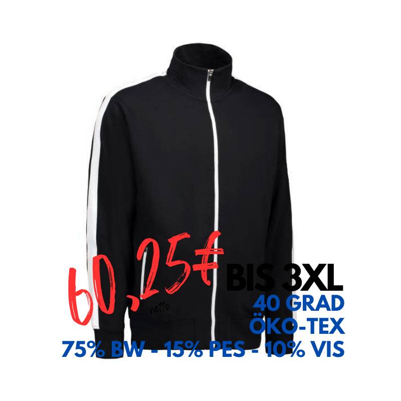 ARBEITSJACKE / FULL ZIPPER / SWEATJACKE HERREN| Kontrast 626 von ID / Farbe: schwarz / 75% BAUMWOLLE 15% POLYESTER 10% VISKOSE | MEIN-KASACK.de - KASACK - KASACKS