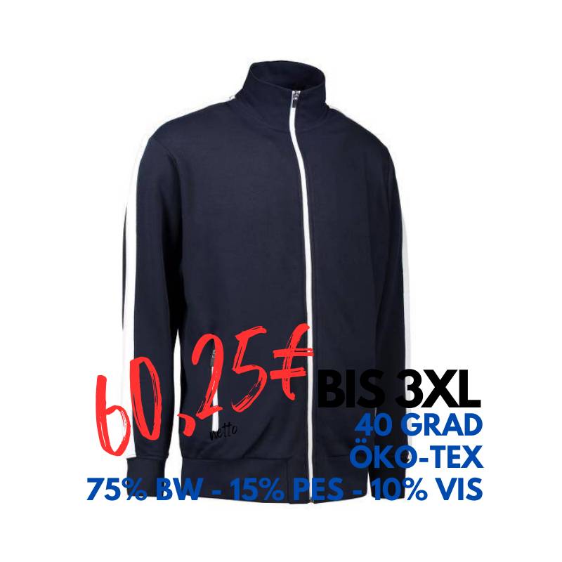 ARBEITSJACKE / FULL ZIPPER / SWEATJACKE HERREN| Kontrast 626 von ID / Farbe: navy / 75% BAUMWOLLE 15% POLYESTER 10% VISKOSE | MEIN-KASACK.de - KASACK - KASACKS