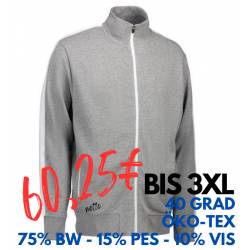 ARBEITSJACKE / FULL ZIPPER / SWEATJACKE HERREN| Kontrast 626 von ID / Farbe: grau / 75% BAUMWOLLE 15% POLYESTER 10% VISK