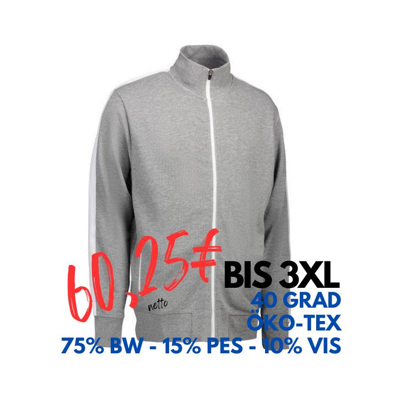 ARBEITSJACKE / FULL ZIPPER / SWEATJACKE HERREN| Kontrast 626 von ID / Farbe: grau / 75% BAUMWOLLE 15% POLYESTER 10% VISKOSE | MEIN-KASACK.de - KASACK - KASACKS