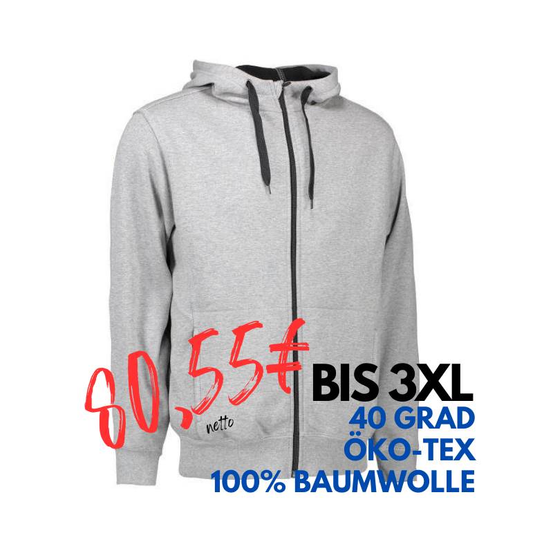 ARBEITSJACKE / FULL ZIPPER / SWEATJACKE HERREN | Bonded 630 von ID / Farbe: grau / 100% BAUMWOLLE | MEIN-KASACK.de - KASACK - KASACKS