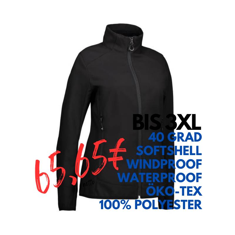 ARBETISJACKE / SOFTSHELLJACKE DAMEN | 856 von ID / Farbe: schwarz / 100% POLYESTER | MEIN-KASACK.de - KASACK - KASACKS