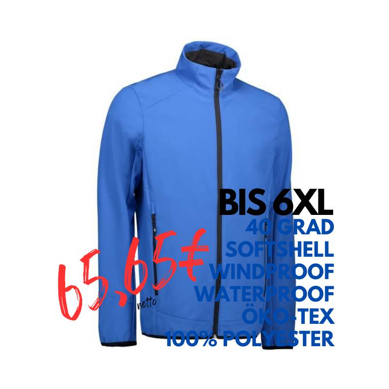 ARBETISJACKE / SOFTSHELLJACKE HERREN | 854 von ID / Farbe: azur / 100% POLYESTER | MEIN-KASACK.de - KASACK - KASACKS