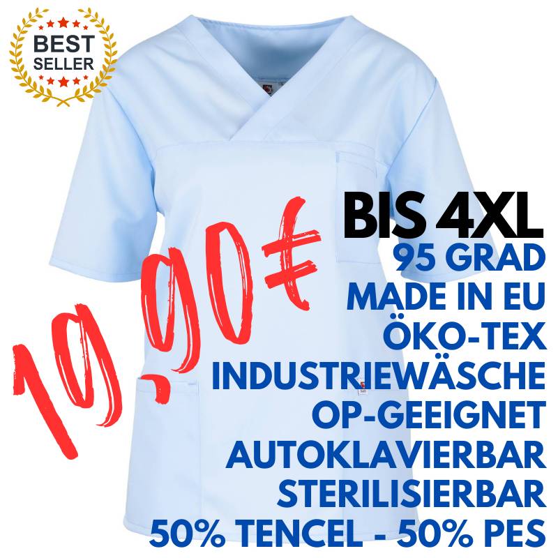 Damen-Kasack / OP - Kasack - 2700 von MEIN-KASACK.de / Farbe: hellblau / 50%PES - 50%Tencel - 200g/m² | MEIN-KASACK.de - KASACK - KASACKS