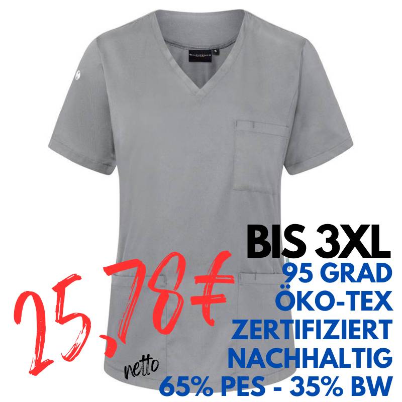 Damen - Kasack KS 66 - ESSENTIAL von KARLOWSKY / Farbe: platingrau / 65% Polyester-35% Baumwolle-150 g | MEIN-KASACK.de - KASACK - KASACKS