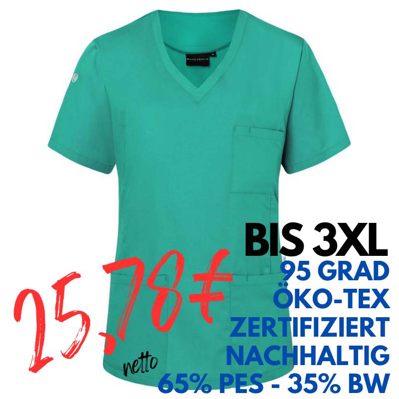 Damen - Kasack KS 66 - ESSENTIAL von KARLOWSKY / Farbe: smaragdgrün / 65% Polyester-35% Baumwolle-150 g | MEIN-KASACK.de - KASACK - KASACKS