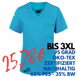 Damen - Kasack KS 66 - ESSENTIAL von KARLOWSKY / Farbe: pazifikblau / 65% Polyester-35% Baumwolle-150 g - | MEIN-KASACK.