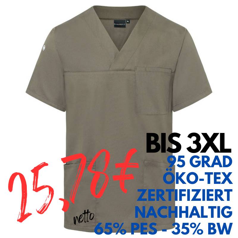 Herren-Kasack - KS 65 - ESSENTIAL von KARLOWSKY / Farbe: salbei / 65% Polyester-35% Baumwolle-150 g | MEIN-KASACK.de - KASACK - KASACKS