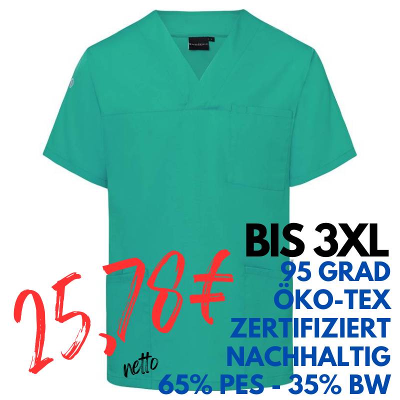 Herren-Kasack - KS 65 - ESSENTIAL von KARLOWSKY / Farbe: smaragdgrün / 65% Polyester-35% Baumwolle-150 g | MEIN-KASACK.de - KASACK - KASACKS