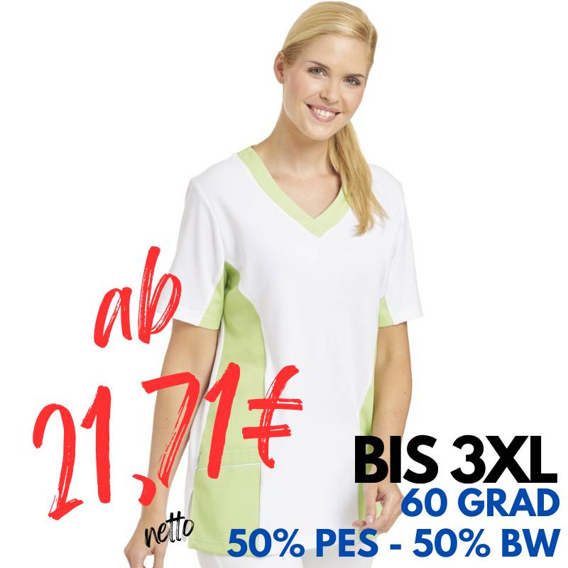 DAMEN - KASACK 2531 von LEIBER / Farbe: weiß-hellgrün / 50 % Baumwolle 50 % Polyester | MEIN-KASACK.de - KASACK - KASACKS