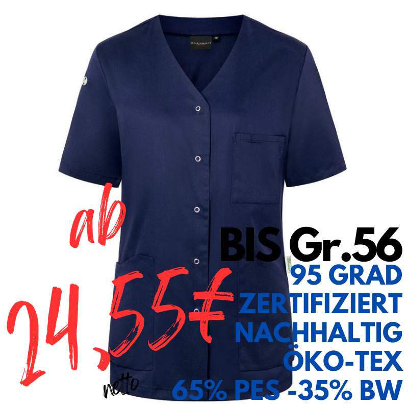 DAMEN - KASACK KS 63 - ESSENTIAL von KARLOWSKY / Farbe: marine / 65% Polyester-35% Baumwolle-150 g | MEIN-KASACK.de - KASACK - KASACKS