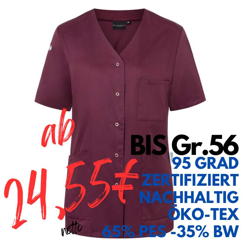 DAMEN - KASACK KS 63 - ESSENTIAL von KARLOWSKY / Farbe: aubergine / 65% Polyester-35% Baumwolle-150 g | MEIN-KASACK.de - KASACK - KASACKS