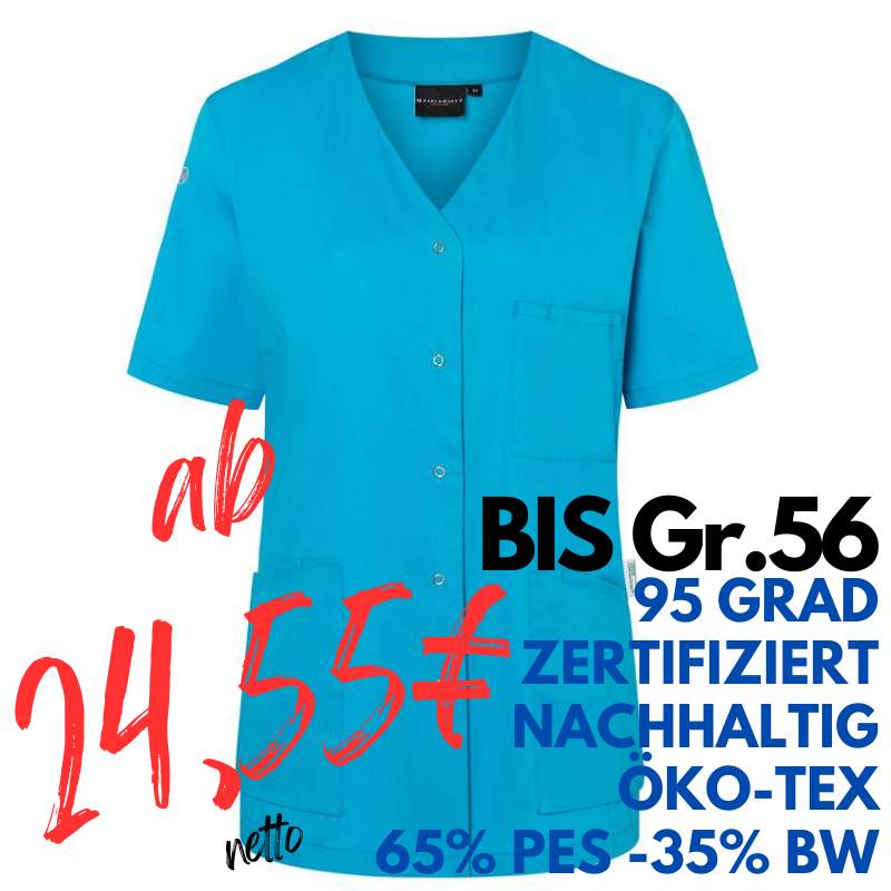 DAMEN - KASACK KS 63 - ESSENTIAL von KARLOWSKY / Farbe: pazifikblau / 65% Polyester-35% Baumwolle-150 g | MEIN-KASACK.de - KASACK - KASACKS