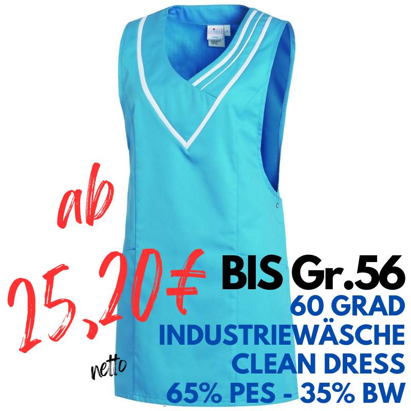 Überwurfschürze 2682 von LEIBER / Farbe: türkis-weiß / 65 % Polyester 35 % Baumwolle | MEIN-KASACK.de - KASACK - KASACKS