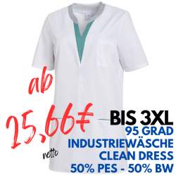 DAMEN - KASACK 1334 von LEIBER / Farbe: weiß/petrol / 50% Baumwolle, 50% Polyester