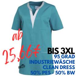 DAMEN - KASACK 1334 von LEIBER / Farbe: petrol/weiß / 50% Baumwolle, 50% Polyester