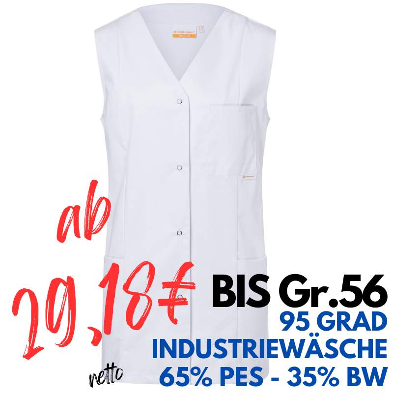 Damen-Kasack - ohne Arm - KS 40 von KARLOWSKY / Farbe: weiß / 65% Polyester-35% Baumwolle-215 g | MEIN-KASACK.de - KASACK - KASACKS