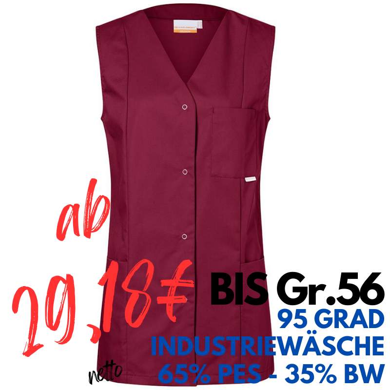 Damen-Kasack - ohne Arm - KS 40 von KARLOWSKY / Farbe: bordeaux / 65% Polyester-35% Baumwolle-215 g | MEIN-KASACK.de - KASACK - KASACKS