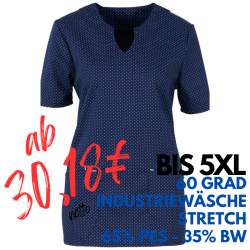 DAMEN - STRETCH - KASACK 2139 von MEIN-KASACK.de / Farbe: blau-weiß-gepunktet / Stretcheinsatz - 35% Baumwolle 65% Polyester