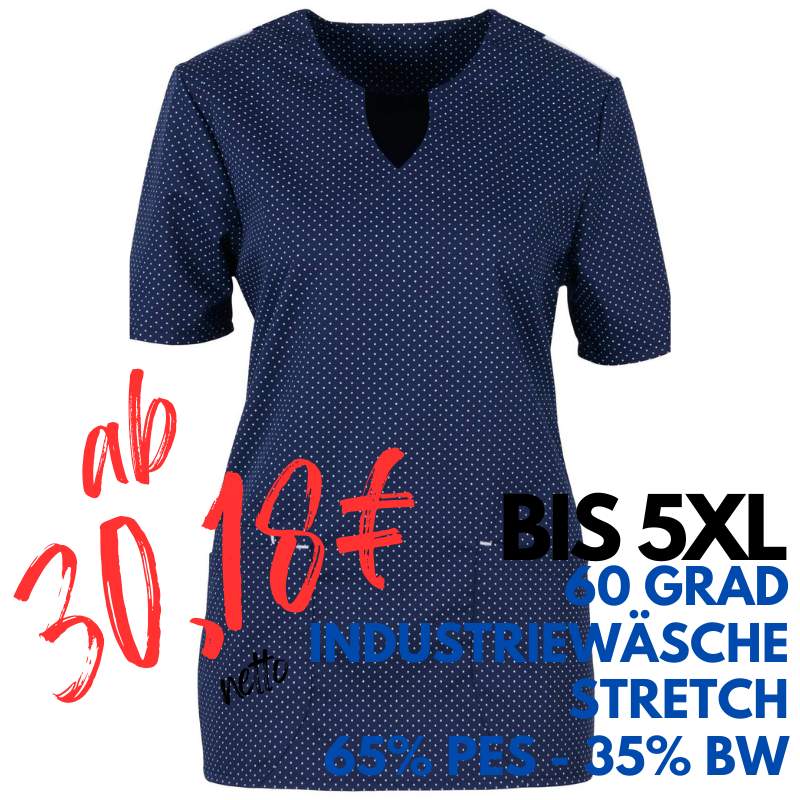 Damen - STRETCH-Kasack 2139 von MEIN-KASACK.de / Farbe: blau-weiß-gepunktet / Stretcheinsatz - 35% Baumwolle 65% Polyester | MEIN-KASACK.de - KASACK - KASACKS