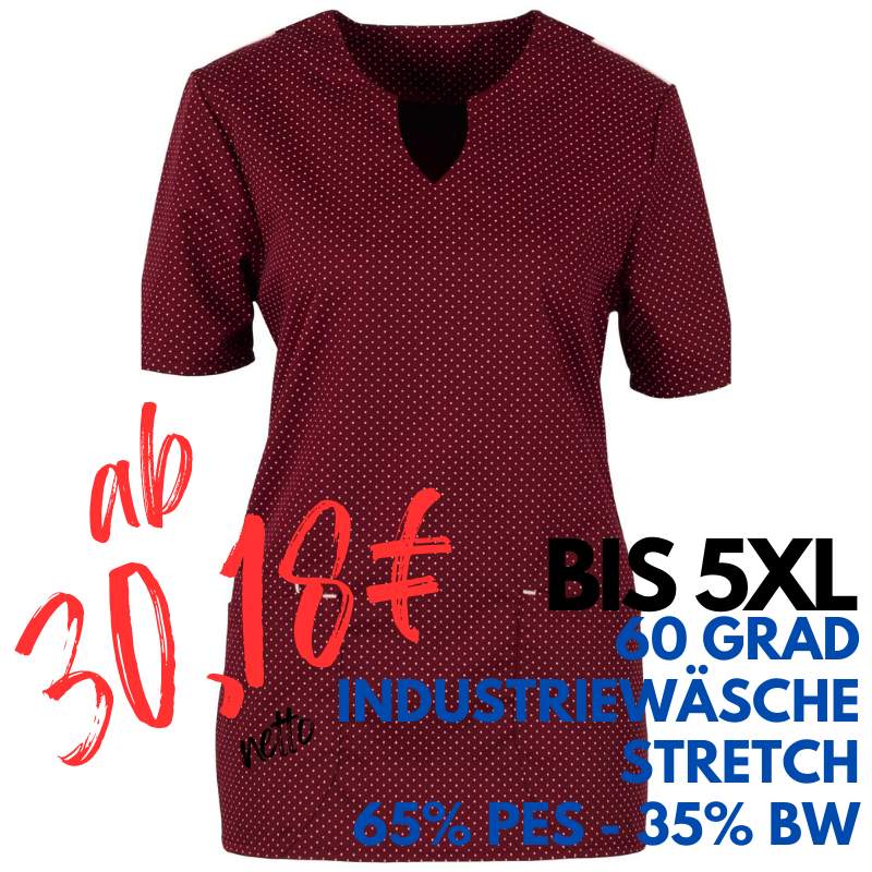 DAMEN - STRETCH - KASACK 2139 von MEIN-KASACK.de / Farbe: weinrot-weiß-gepunktet / Stretcheinsatz - 35% Baumwolle 65% Polyester | MEIN-KASACK.de - KASACK - KASACKS