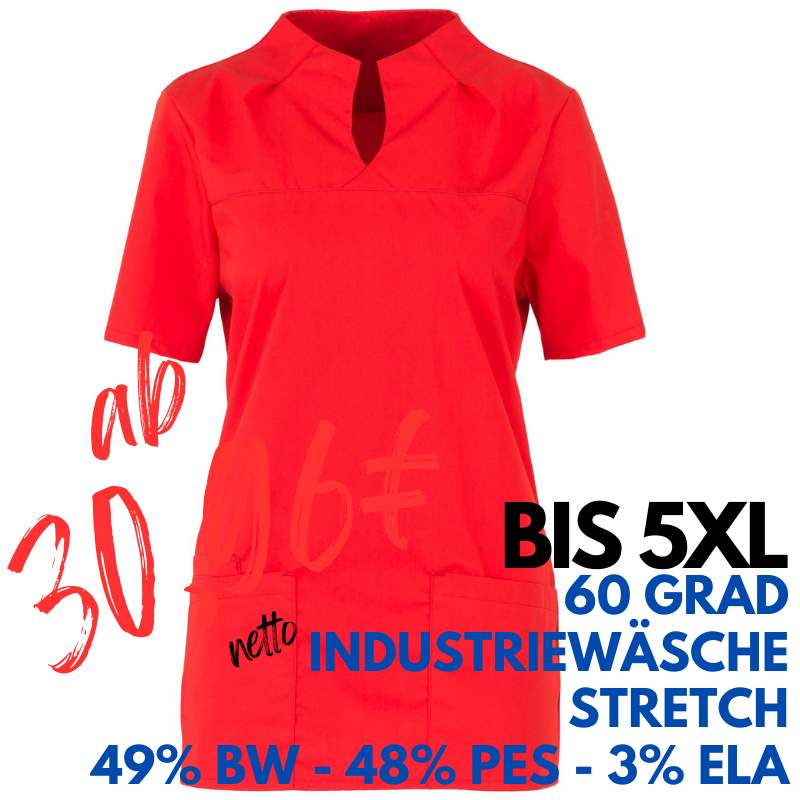 Damen - STRETCH-Kasack 2369 von MEIN-KASACK.de / Farbe: rot / 49% Baumwolle 48% Polyester 3% Elastolefin | MEIN-KASACK.de - KASACK - KASACKS