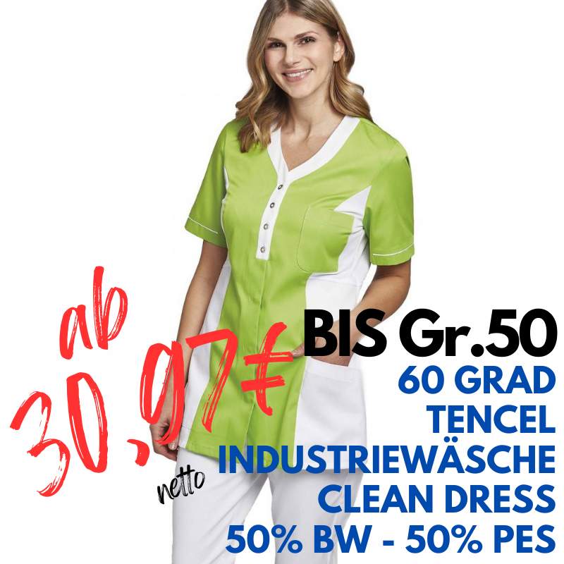 Damen - TENCEL-Kasack 2789 von LEIBER / Farbe: weiß-grün / 50% Baumwolle, 50% Polyester | MEIN-KASACK.de - KASACK - KASACKS