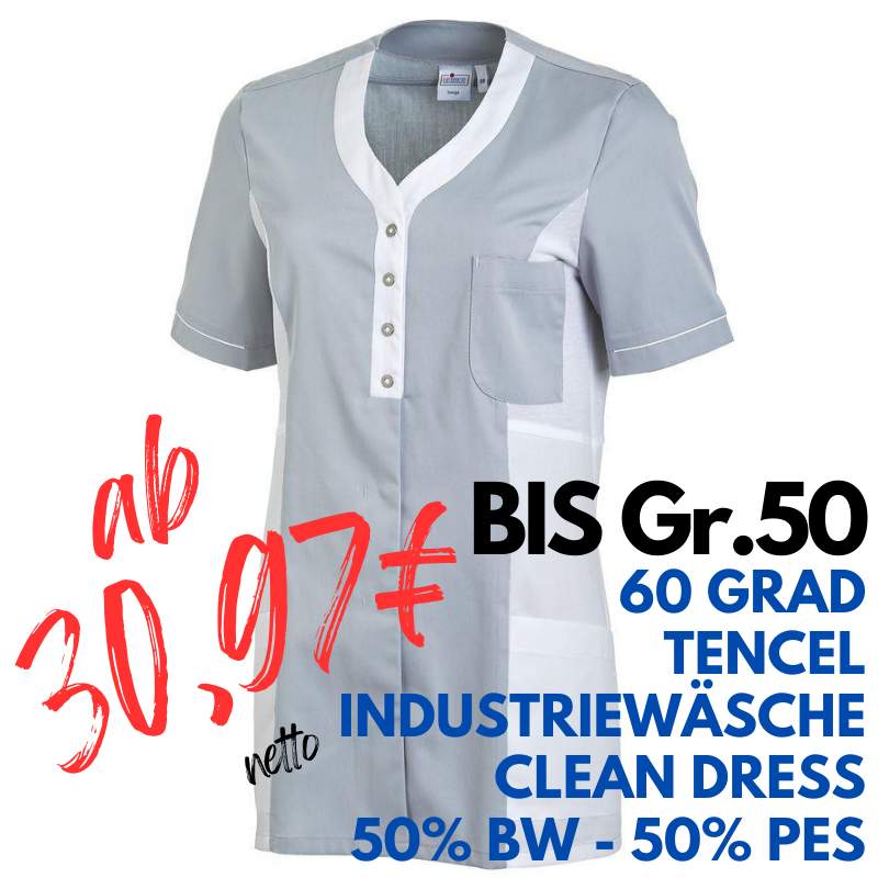 Damen - TENCEL-Kasack 2789 von LEIBER / Farbe: weiß-grau / 50% Baumwolle, 50% Polyester | MEIN-KASACK.de - KASACK - KASACKS