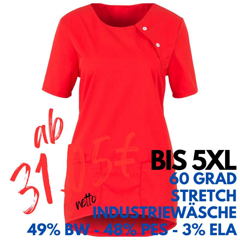 Damen - STRETCH-Kasack 2373 von MEIN-KASACK.de / Farbe: rot / 49% Baumwolle 48% Polyester 3% Elastolefin | MEIN-KASACK.de - KASACK - KASACKS