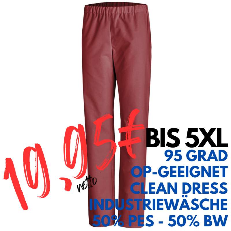 Damen - Schlupfhose / OP-Hose 780 von LEIBER / Farbe: bordeaux / 50 % Baumwolle 50 % Polyester | MEIN-KASACK.de - KASACK - KASACKS