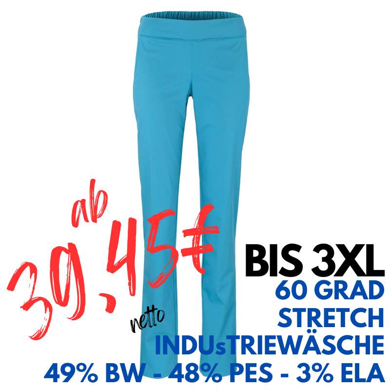 Stretch-Damenhose 2447 von MEIN-KASACK.de / Farbe: dunkeltürkis / Stretchgewebe - 49% Baumwolle 48% Polyester 3% Elasthan | MEIN-KASACK.de - KASACK - KASACKS