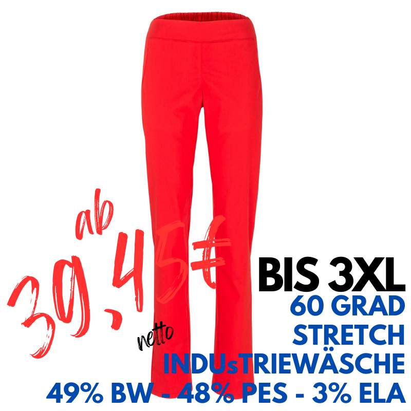 Stretch-Damenhose 2447 von MEIN-KASACK.de / Farbe: rot / Stretchgewebe - 49% Baumwolle 48% Polyester 3% Elasthan | MEIN-KASACK.de - KASACK - KASACKS