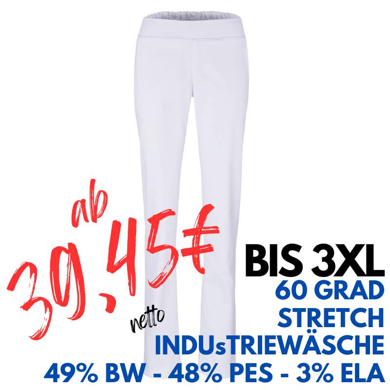 Stretch-Damenhose 2447 von MEIN-KASACK.de / Farbe: weiß / Stretchgewebe - 49% Baumwolle 48% Polyester 3% Elasthan | MEIN-KASACK.de - KASACK - KASACKS