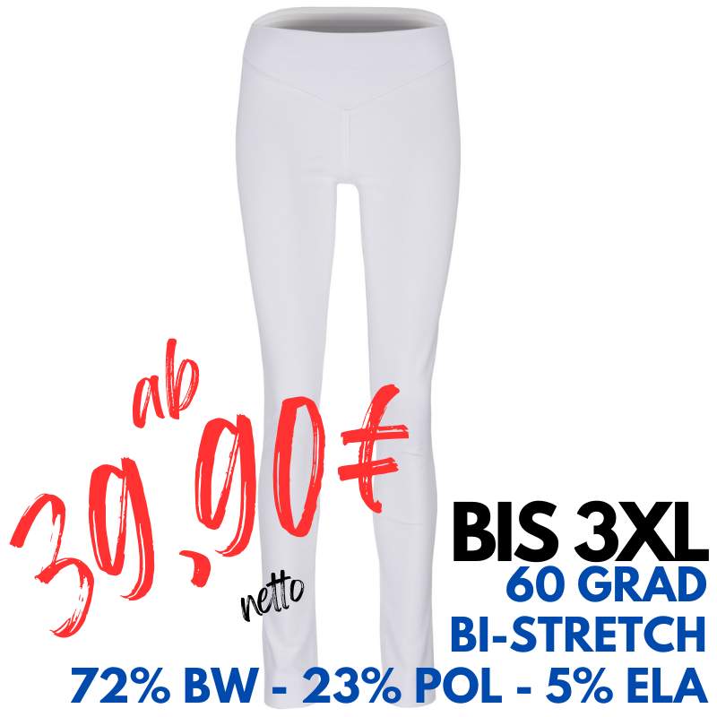 BI-STRETCH - Damenhose 2437 von MEIN-KASACK.de / Farbe: weiß / Bi-Stretchgewebe - 72% Baumwolle 23% Polyamid 5% Elasthan | MEIN-KASACK.de - KASACK - KASACKS