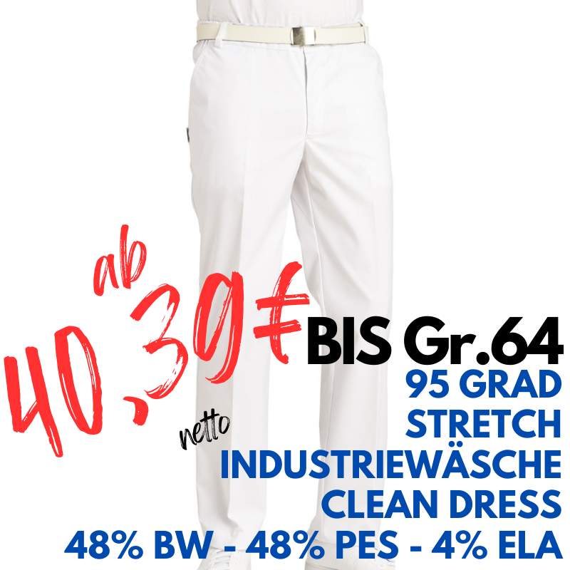 Herrenhose - STRETCH - 6790 von LEIBER / Farbe: weiß / 48 % Baumwolle 48 % Polyester 4 % Elastolefin | MEIN-KASACK.de - KASACK - KASACKS