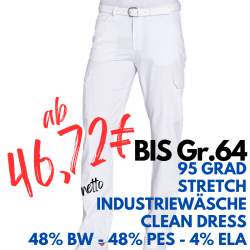 HERREN ARBEITSHOSE MEDIZIN | 8410 von LEIBER / Farbe: weiß / 48 % Baumwolle 48 % Polyester 4 % Elastolefin