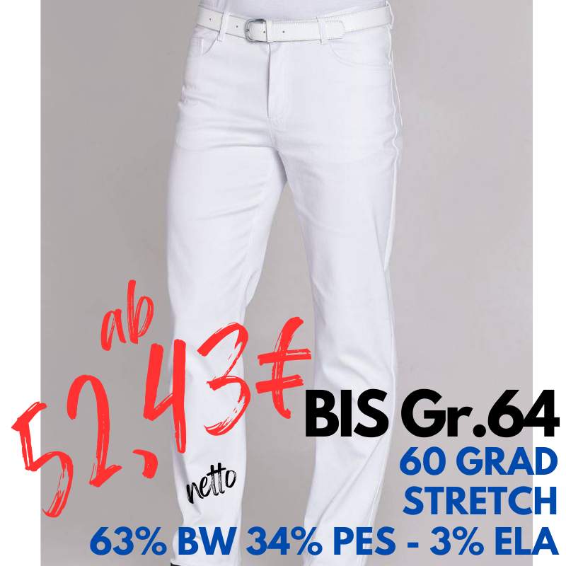 Herrenhose - STRETCH - 8420 von LEIBER / Farbe: weiß / 63% Baumwolle 34% Polyester 3% Elastolefin | MEIN-KASACK.de - KASACK - KASACKS