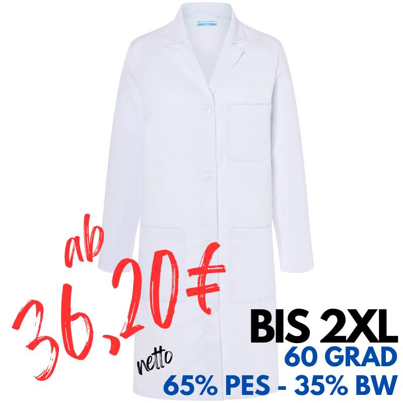 DAMEN - ARZTKITTEL - LABORKITTEL BMF 3 von KARLOWSKY / Farbe: weiß / 65% Polyester - 35% Baumwolle - 195 g/m² | MEIN-KASACK.de - KASACK - KASACKS