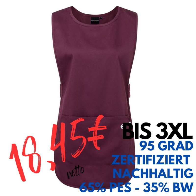 Überwurfschürze KS 64 - ESSENTIAL von KARLOWSKY / Farbe: aubergine / 65% Polyester-35% Baumwolle-150 g | MEIN-KASACK.de - KASACK - KASACKS