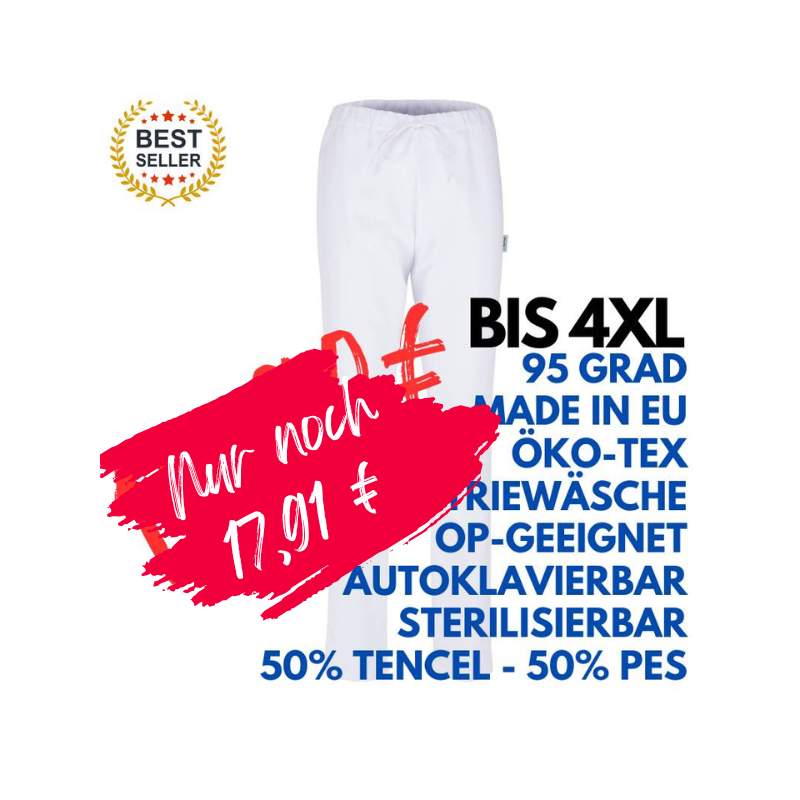 DAMEN ARBEITSHOSE MEDIZIN | TENCEL / OP-Hose 2701 von MEIN-KASACK.de / Farbe: weiß / 200g/m² - 50%PES - 50%TENCEL | MEIN-KASACK.de - KASACK - KASACKS